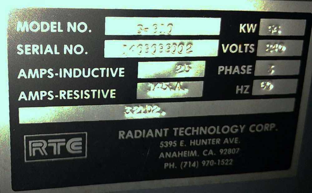 RTC S910 Belt Furnace N2 RTC S910 Belt Furnace N2