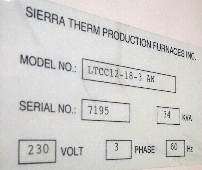 SierraTherm LTCC Elevator Hearth Furnace