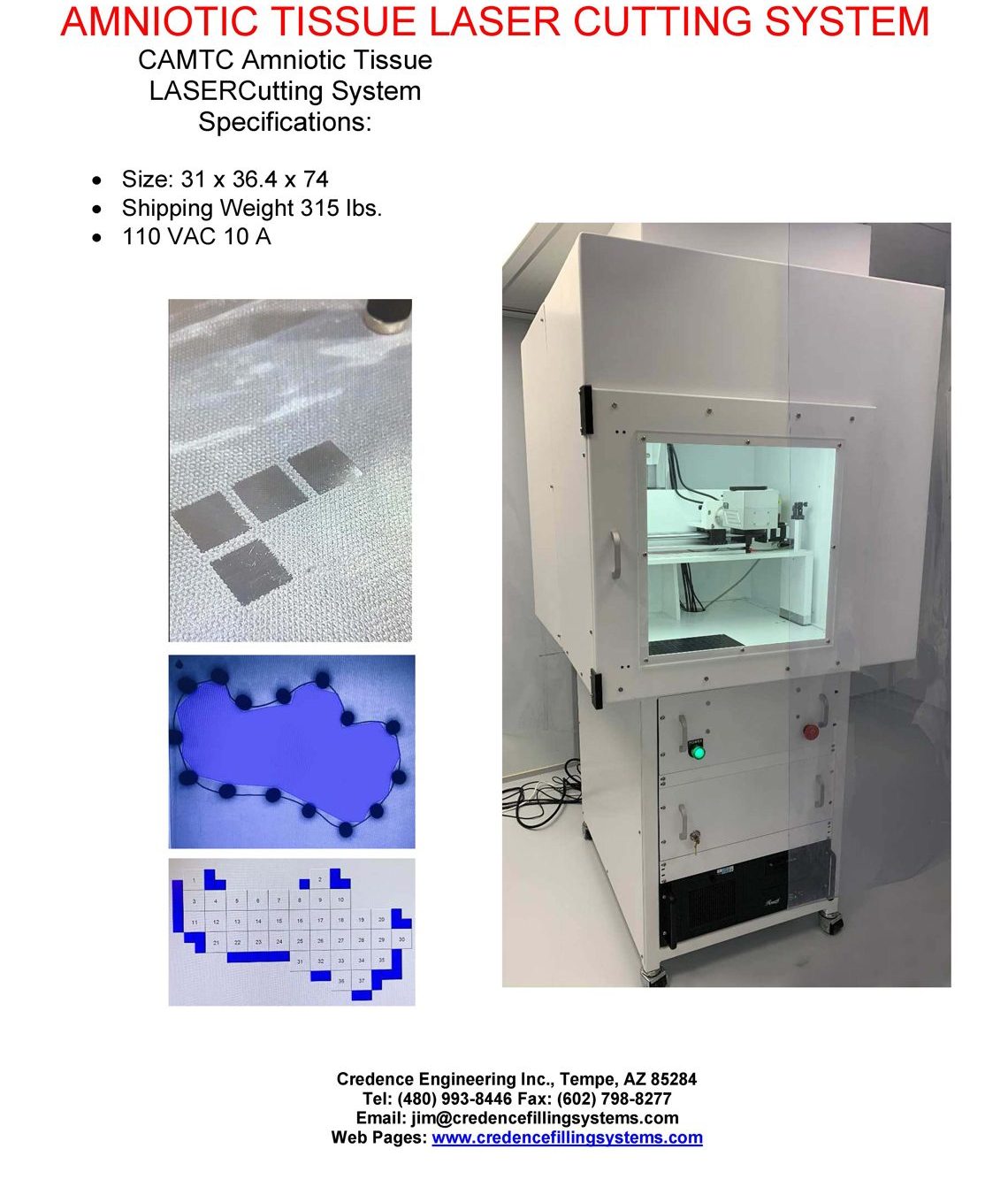 AMNIOTIC TISSUE LASER CUTTER SPEC SHEET
